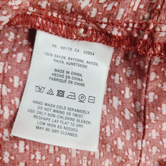 Holding Horses Anthropologie Dress S Rust Red Printed Tiered Button Front - Picture 9 of 12